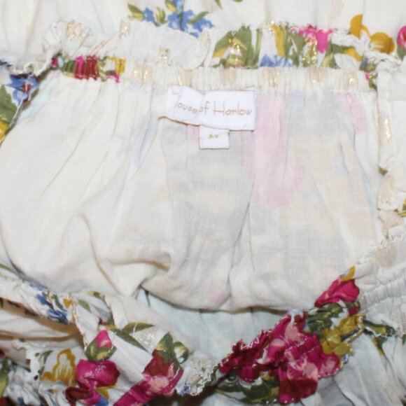 House Of Harlow Helena Ivory Floral Ruffle Top Gold Metallic Size M - Picture 7 of 7
